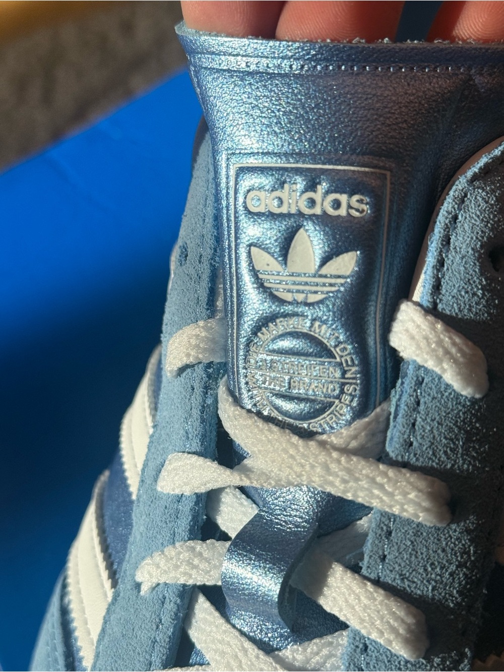 Adidas Gazelle Indoor W Women 7 Blue Metallic Gum Sole Sneakers JS1407 BNWT - Picture 3 of 10
